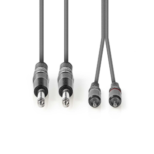 Stereo Audio Cable | 2x 6.35 mm Male - 2x RCA Male | 5.0 m | Grey